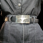 Navajo Sterling Silver Bear Belt Buckle Native American Tribal