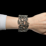 Robert Larin Pewter Brutalist Barrel Clasp Hinge Cuff Bracelet MCM Modernist / Abstract
