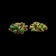 18K Yellow Gold & Jade Tension Back / Screw Post Cluster Earrings