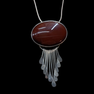 Mexico Sterling Silver Carnelian Cabochon Pendant or Brooch Signed
