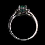 14K White Emerald and Diamond Halo Ring 6.5