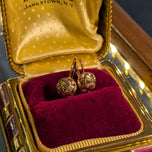 Vintage 10K Yellow Gold and Glass Star Drop Earrings