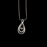 10K White Gold and Floating Diamond Pendant Necklace