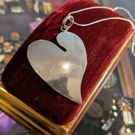 Sterling Silver Large Abstract Heart Necklace