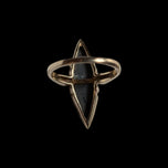 10K Yellow Gold Hematite / Black Alaskan Diamond Marquise Cut Ring Size 5 1/4