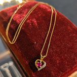 10K Gold Ruby and Diamond Heart Shaped Pendant