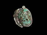 Sterling Silver & Natural Spider Web Turquoise Feather Ring Size 6.5