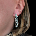 Sterling Silver Flower / 3-D Rose Hoop Stud Earrings