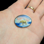 Early Deco Olaf Fritjof Hjortdahl Silver & Guilloché Enamel Polar Bear Brooch Norway