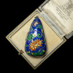 Vintage Gilt Silver Chinese Export Cloisonné Enamel Flower Pillbox Locket Pendant
