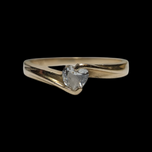 14K Yellow Gold Heart Shape Brilliant Cut Diamond Ring Size 6 3/4