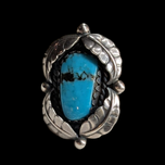 Sterling Silver and Turquoise Navajo Shadowbox Setting Ring Size 6.5