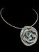 Sterling Silver Brutalist Style MCM Abstract Pendant on Silver Collar Statement Piece: Signed