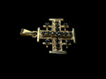 14K Yellow Gold Jerusalem Cross with Sapphires
