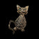 14K Yellow Gold Emerald & Diamond Cat Brooch
