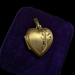 10K Yellow Gold Brushed / Etched Heart Locket / Pendant