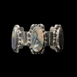 Sterling Silver Liquid Bead Mother of Pearl Link Bracelet Mexico
