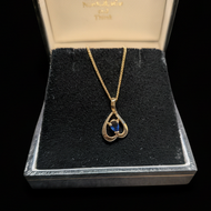14K Yellow Gold Sapphire Necklace 18"
