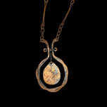Mid-Century Modernist Artist Rafael Alfandary Red Glass & Brass Pendant Necklace: Canada