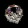 Vintage Sterling Silver Scottish Thistle Brooch with Purple Glass & Agate Specimen