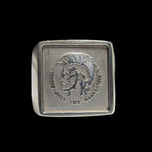 Diesel "Only the Brave" Stamped Silver Designer Signet Ring Size 8 1/4