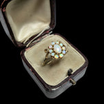 14K Yellow Gold Opal Flower Cluster Ring Size 7 1/4