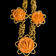 Vintage Brass Chain Link Necklace with Coral Coloured Celluloid Flowers