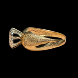 10K Yellow Gold & Diamond Statement / High Profile Textured Cocktail Ring Size 9