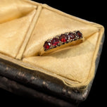 Vintage 9CT Scrollwork 5 Stone Garnet Ring Size 8