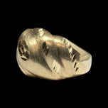 10K Yellow Gold Brushed / Etched Dome Ring Size 7