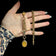 Antique Victorian Gold Fill Pocket Watch Chain & Double Sided Locket Fob: Yellow & Moss Agate