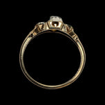 14K Yellow & White Gold & Diamond Art Deco Ring Size 6 3/4