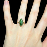 10K Yellow Gold Marquise Cut Nephrite Jade Ring Size 5.5