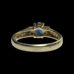 14K Yellow Gold Sapphire & Diamond Ring Size 6 3/4