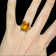 10K Yellow Gold & Synthetic Yellow Sapphire Cocktail Ring Size 5 1/4