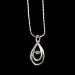 10K White Gold and Floating Diamond Pendant Necklace