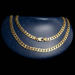 14K Yellow Solid Gold Curb Link Chain Necklace Italy