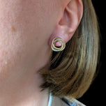 10K Tri Gold: Yellow, Rose & White Gold Circle Knot Stud Earrings