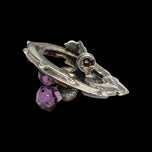 Vintage Sterling Silver Scottish Thistle Brooch with Purple Glass & Agate Specimen