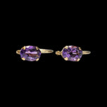 10K Yellow Gold Hinge / Lever Back Amethyst Gemstone Earrings