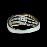10K Yellow & White Gold Diamond Flower Cluster Ring Split Shank Size 6 3/4