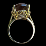 10K Yellow Gold Statement Ring Smoky Quartz Cocktail Ring