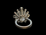 Liquid Bead Sterling Silver & Tourmalated Quartz Statement Modernist Ring Size 6.5