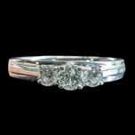 14K White Gold Diamond Trinity Style Ring and Matching Band Claw Set Size 7