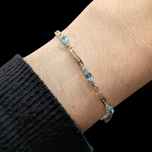 10K Yellow Gold Blue Topaz and Diamond Bracelet