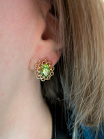 10K Yellow Gold Peridot Open Work Stud Earrings