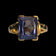 10K Yellow Gold Emerald Cut Synthetic Colour Change Sapphire Size 6