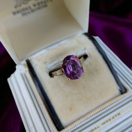 10K Yellow Gold Synthetic Purple Sapphire Ring Oval Cut