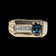 10K Yellow Gold Flat Face Bezel Set Sapphire & Diamond Ring Size 6 3/4