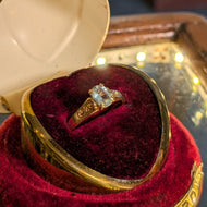 14K Yellow Gold and Aquamarine Scroll Work Ring Size 6